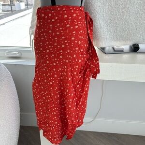 Faithfull the Brand Red Polka Dot Midi Skirt